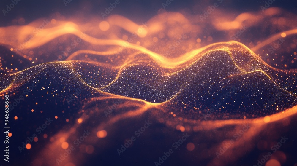 Poster Abstract digital backdrop featuring flowing particles Visual representation of data streams Three dimensional big data visualization