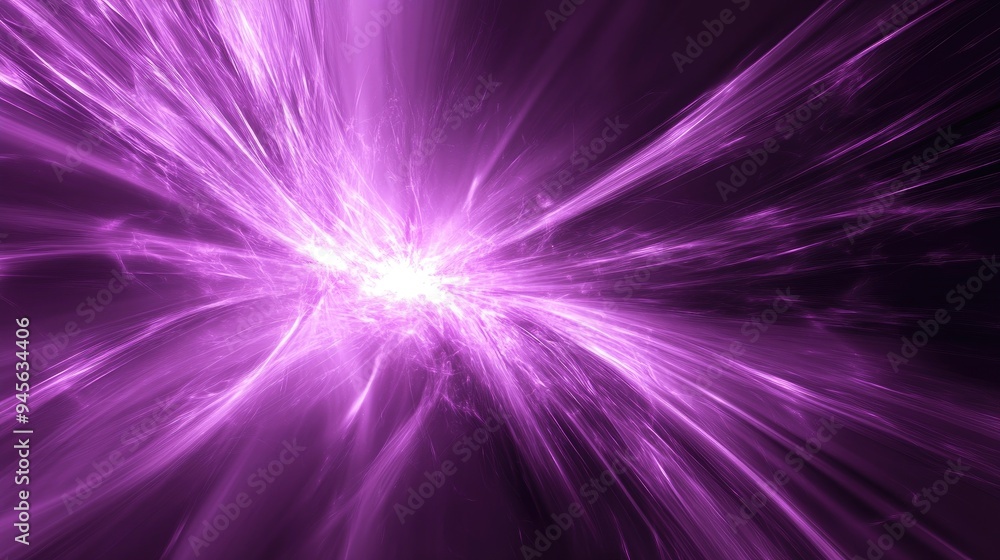 Poster abstract violet background featuring a fractal star explosion with glossy accents and dynamic lines