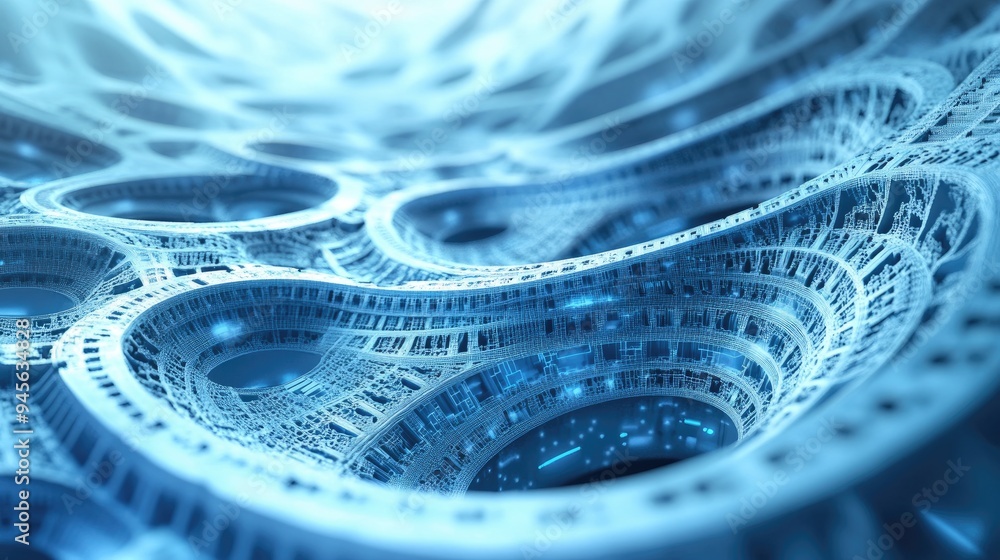 Poster abstract technology background featuring 3d manual rendering with a fractal design