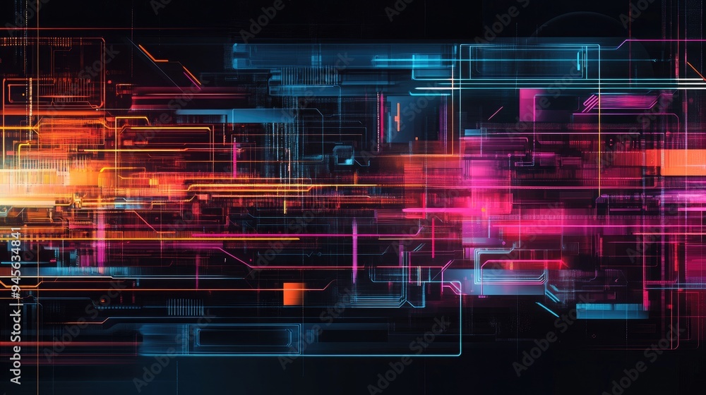 Poster abstract lines representing retro technology concepts