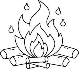 Cozy bonfire with logs and marshmallows fun for kids to color
