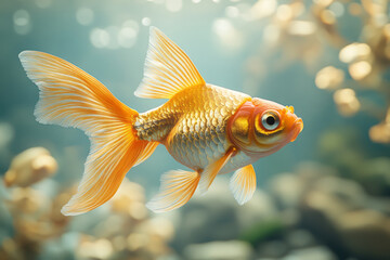 Goldfish on a white canvas,
