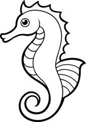 Sea horse with a curly tail brings vibrant underwater fun for kids to color and enjoy
