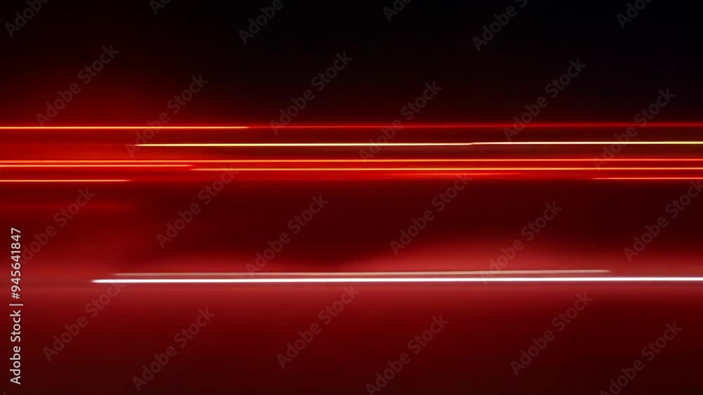 Aufkleber speed motion red streaks of light lines on dark background dynamic video