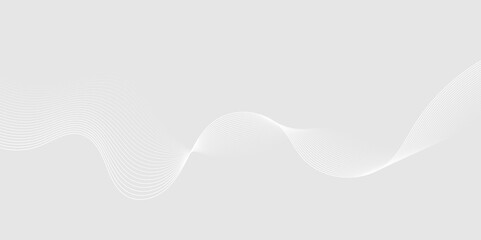 Abstract white wave dynamic curve lines on gray background. Energy technology concept modern backdrop design for business, presentation, banner.