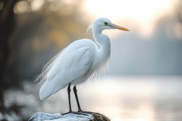 Obraz premium Heron on a white canvas,