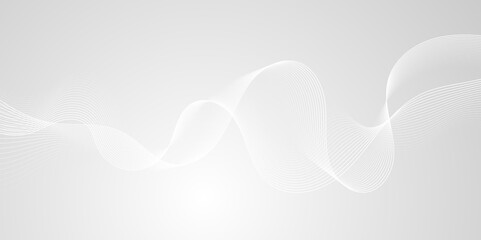 Abstract white wave dynamic curve lines on gray background. Energy technology concept modern backdrop design for business, presentation, banner.