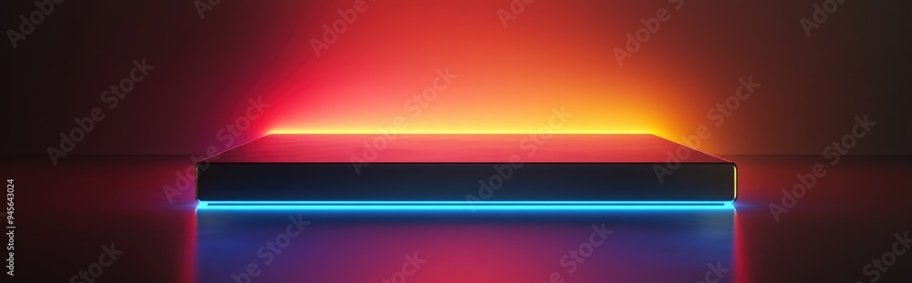 Poster 3d rendering of a gold and black platform