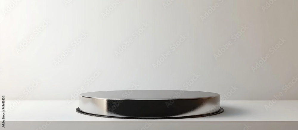 Poster 3d rendering of a metallic podium against a minimalist white backdrop