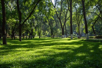 Naklejka premium City parks: A vibrant green oasis in the bustling city center.