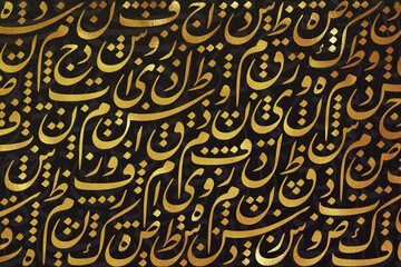 Arabic Calligraphy pattern Contain Random Arabic Letters in persian style Without specific meaning in English