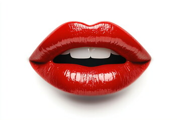 Obraz premium lips with red lipstick on white background