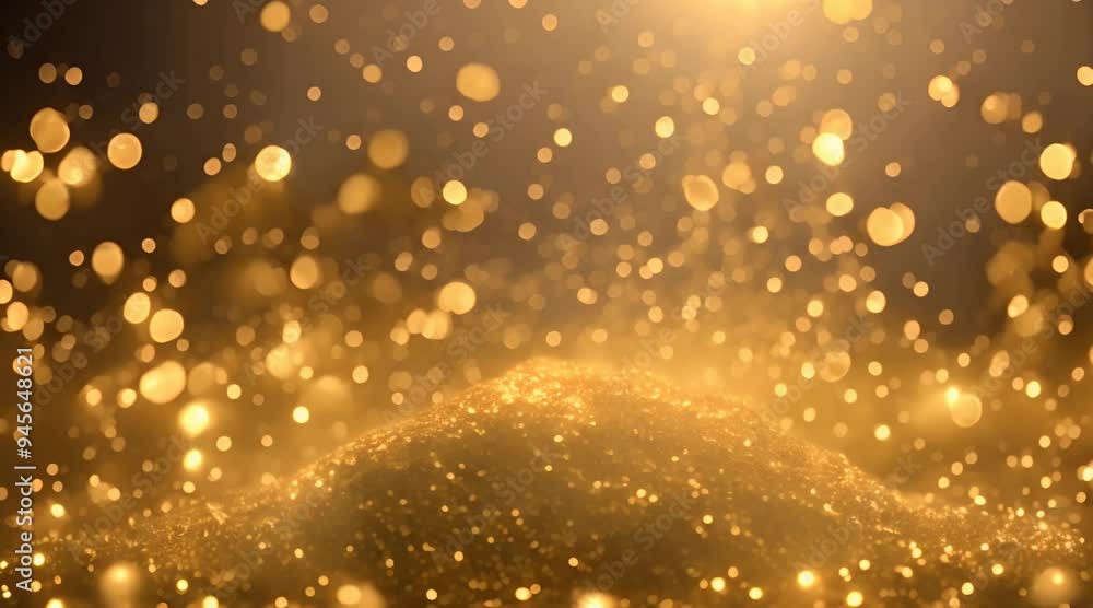 Poster gold glitter background with sparkle shine light confetti abstract motion background shining gold pa
