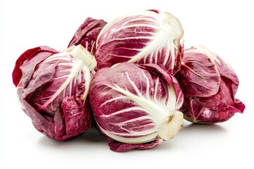 Fototapeta premium A cluster of fresh red radicchio, showcasing its vibrant color and leafy texture.