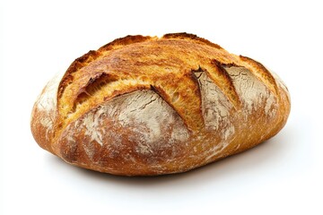 A freshly baked round loaf of bread with a golden crust and rustic appearance.