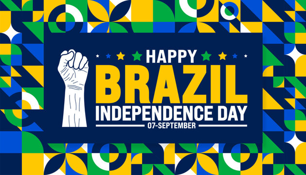 7 September Brazil Independence Day geometric shape pattern background or banner design template. dia da independ&ecirc;ncia do brasil background. Holiday concept.