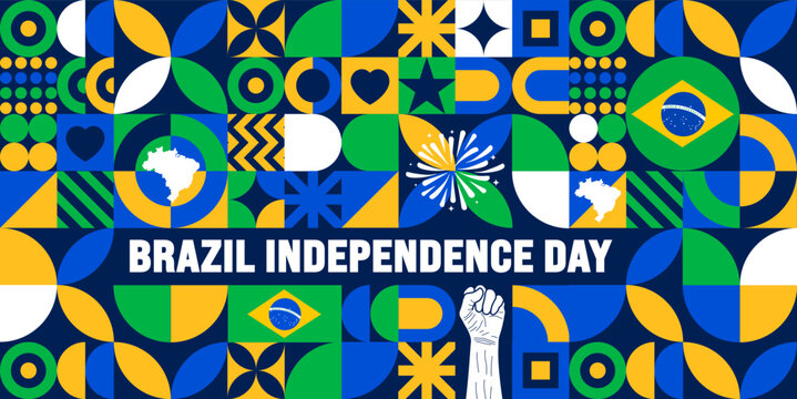 7 September Brazil Independence Day geometric shape pattern background or banner design template. dia da independ&ecirc;ncia do brasil background. Holiday concept.