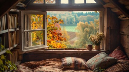 Autumn view outside the window