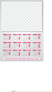 2025 Wall calender design with 12 months included