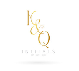 KQ Initial Letter Brand Logo, KQ brand logo, KQ monogram wedding logo, abstract logo design	