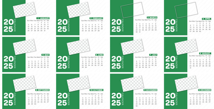 2025 calender design with 12 months include