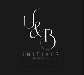 UB Typography Initial Letter Brand Logo, UB brand logo, UB Monogram Wedding logo