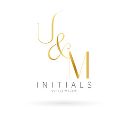 UM Initial Letter Brand Logo, UM brand logo, UM monogram wedding logo, abstract logo design	