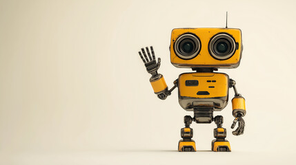 A cute little vintage robot waving