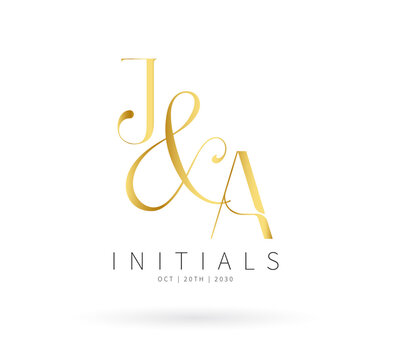 JA Monogram logo, Minimalist Typographic Line, JA Wedding monogram logo,