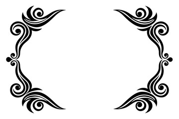 Modern Vector Corner Pattern Border Frames - Black Silhouette Line Art Design for Logos .