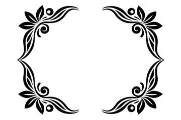 Modern Vector Corner Pattern Border Frames - Black Silhouette Line Art Design for Logos .