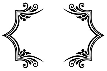 Modern Vector Corner Pattern Border Frames - Black Silhouette Line Art Design for Logos .