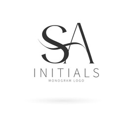 SA Typography Initial Letter Brand Logo, SA brand logo, SA Monogram Wedding logo
