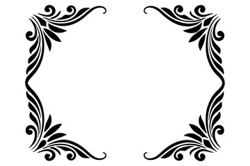 Modern Vector Corner Pattern Border Frames - Black Silhouette Line Art Design for Logos .