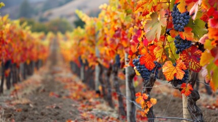 Ripe grapes in vineyards