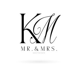 KM Typography Initial Letter Brand Logo, KM brand logo, KM monogram wedding logo, abstract logo design	