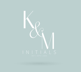 KM Typography Initial Letter Brand Logo, KM brand logo, KM monogram wedding logo, abstract logo design	