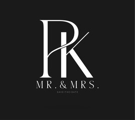 PK Typography Initial Letter Brand Logo, PK brand logo, PK Monogram Wedding logo