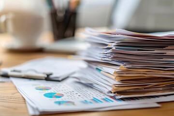 Financial planning, Stack of financial bills on the table