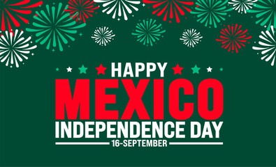 Naklejka premium 16 September Mexico Independence Day background or banner design template with fireworks. día de la independencia méxico background. Holiday concept.