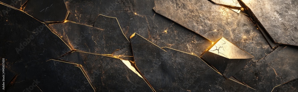 Poster Elegant abstract background featuring metallic elements and textures resembling stone marble and granite 3D illustration and rendering