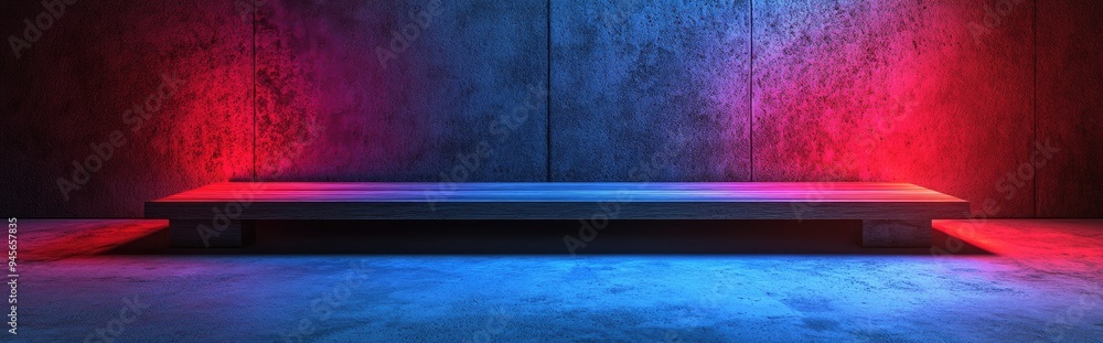 Poster side view of a blank wooden plank set against a concrete backdrop advertising concept mock up 3d ren