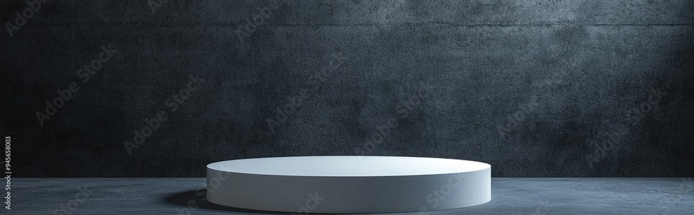 Poster Front view of a winners podium with an empty space on a dark grey backdrop 3D rendering