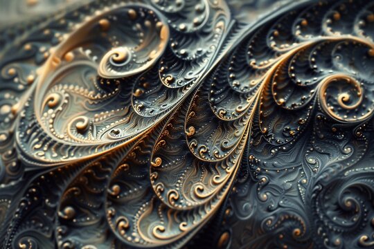intricate fractal designs that showcase repeating geometric patterns with increasing complexity.  vibrant color gradients, sharp angles, and organic forms to give a sense of infinite depth and harmony