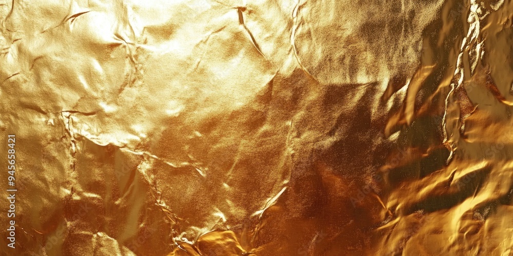 Aufkleber gold foil backdrop with light reflections textured surface in golden hues 3d rendering opulent shiny