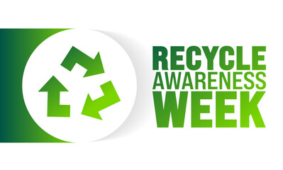 Recycle Awareness Week background or banner design template. Holiday concept. Template for background, banner, card, poster, placard, design template with unique shapes with standard color.
