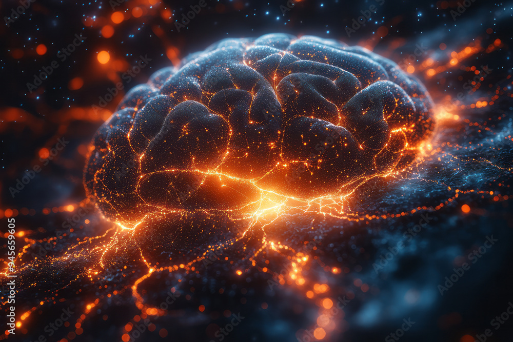 Leinwandbilder abstract artificial intelligence with digital brains and interconnected lines,