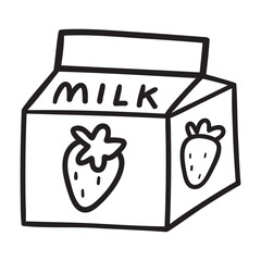 Strawberry milk. Outline icon. Vector illustration on white background.