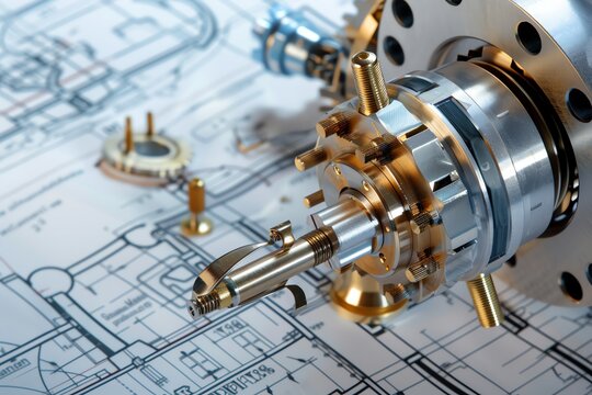 A detailed closeup of a complex machine part