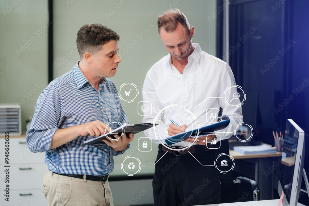 Poster working team meeting concept, business using laptop and smart phone and digital tablet computer with
